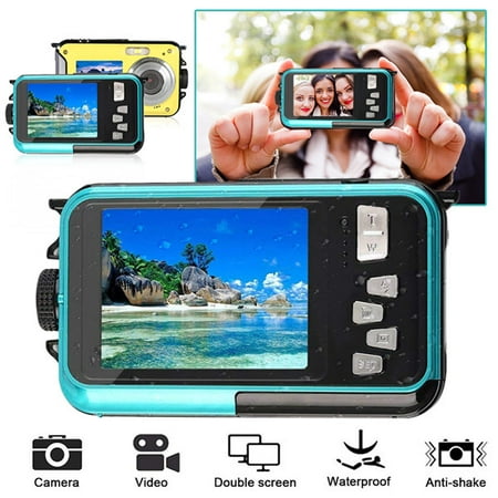 1080P Full HD Waterproof Digital Camera Underwater Camera 24 MP Video Recorder Selfie Dual Screen DV Recording Camera with no SF card
