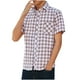 thumbnail image 1 of Blusa y camisa de manga corta con cuello vuelto para hombre, informal, a cuadros, con solapa y botones, de moda, de manga larga, 1 of 5