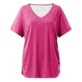 thumbnail image 2 of Multi-color Womens Tops Short Sleeves V Neck Plain Color Soft Loose Fitting Summer T Shirts Women Shirts for Women, 2 of 4