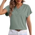 thumbnail image 2 of Lixiuxyad Womens Fashion Casual Top V Neck T Shirts Summer Short Sleeve Casual Loose T Shirts Top Basic Tee,Green XXL, 2 of 6