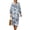 Blue and White - Leaf, variant on Women's Summer Maxi Dresses Monstera Print Long Shift Dress Casual Loose Dress 3/4 Sleeve V Neck Midi Dresses for Women, 3XL
