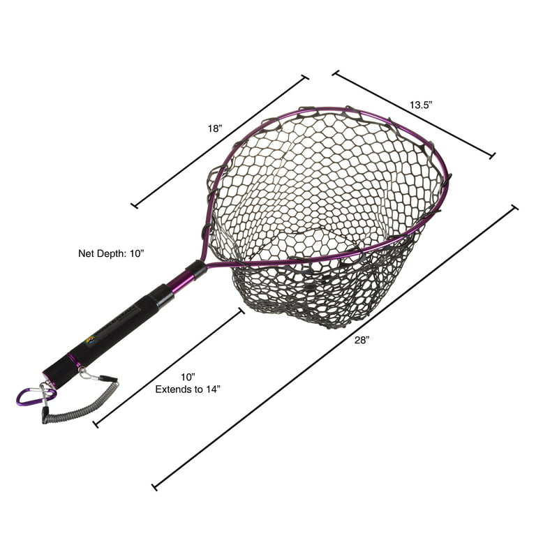 Fishing Net with Magnetic Clip- Adjustable Landing Net with Corrosion  Resistant Handle and Rubber Netting for Catch and Release By Wakeman  Outdoors 