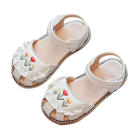 

ZRBYWB Kids Girls Sandals Casual Sticky Shoelaces Light Weight Adjustable Straps Summer Little Child/Big Kid Summer Shoes