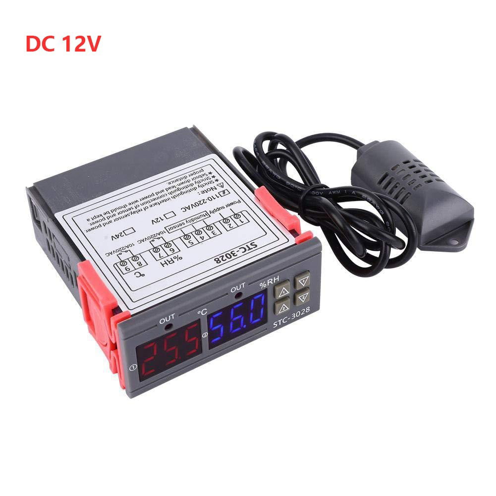 DC12V STC-3028 10A Dual LED Temperature & Humidity Controller Thermostat Probe