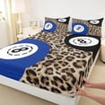 thumbnail image 4 of Castle Fairy Leopard Print Billiards King Sheets 4pcs, Vintage Sport Theme Bedding, Brown Black Blue,1 Fitted Sheet, 1 Flat Sheet and 2 Pillowcases, 4 of 6