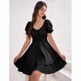 thumbnail image 6 of Yesfashion Women's Summer Lantern Sleeve A-Line Mini Dresses Double-Layer Sleeves V-Neck Dress, 6 of 8