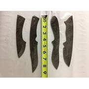 4 Pieces Damascus Steel Blank Blade Set, 7, 8, 8.5 and 9.5, inches Long Hand Forged Blank Blade Skinning Knife Set, 2.5 to 4.5 inches Long Cutting Edge, Compact Pocket Knife and Skinning Knife Blades