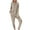 Khaki, variant on Womens 2 Piece Tracksuit Casual Long Sleeve Round Neck Tops and Elastic Waist Pants Set with Pockets
