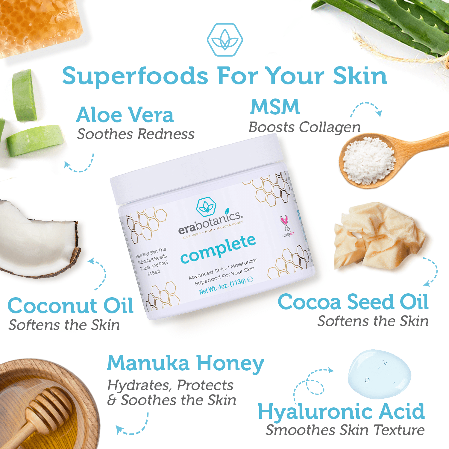 Era Organics Advanced Face Moisturizing 12-in-1 Anti Aging Wrinkle Dry & Sensitive Skin Cream for Face, Neck, Hands
