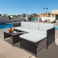 thumbnail image 2 of Veryke 3-Piece Outdoor Rattan Sectional Sofa Set w/Cushions, Brown, 2 of 10