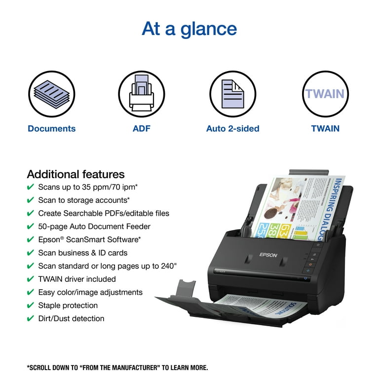 Epson ES-400 II Color Desktop Scanner, Auto Document Feeder Epson ES-400 II Color Desktop Scanner, Auto Document Feeder