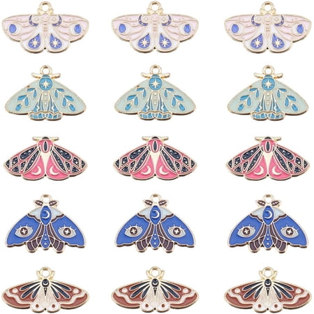 20PCS 5 STYLES Moth Charms Gothic Charms Bulk Enamel Butterfly Alloy Metal Animal Insect Lucky Charms Bulk