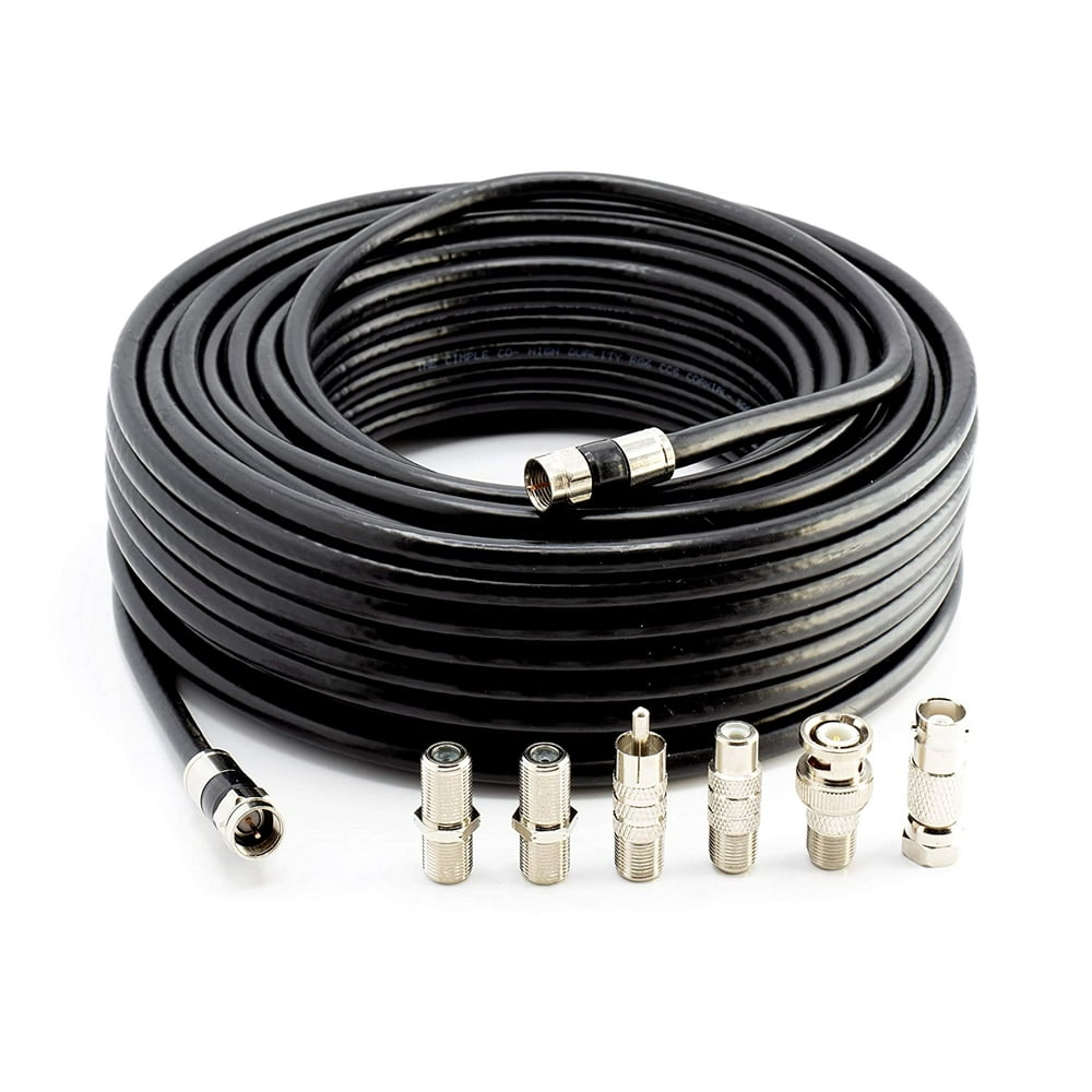 THE CIMPLE CO 125' RG6 Black & 6 Universal Coaxial Cable Connector