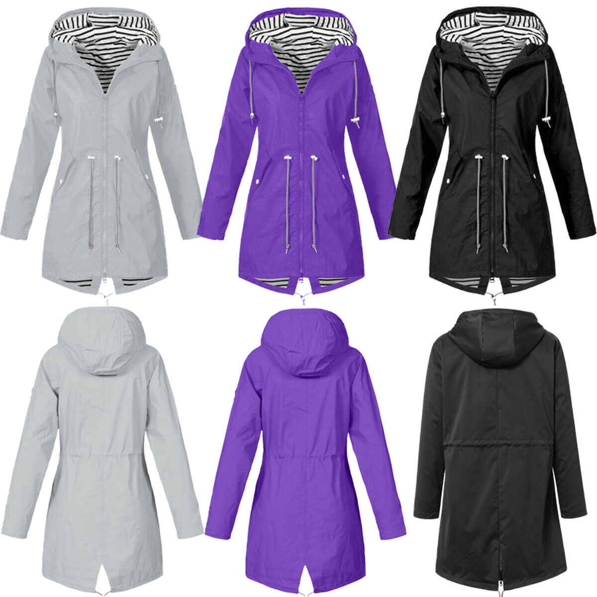 Cathery Women Ladies Raincoat Wind Waterproof Jacket Hooded Rain Mac Outdoor Poncho Coat - image 5 of 5