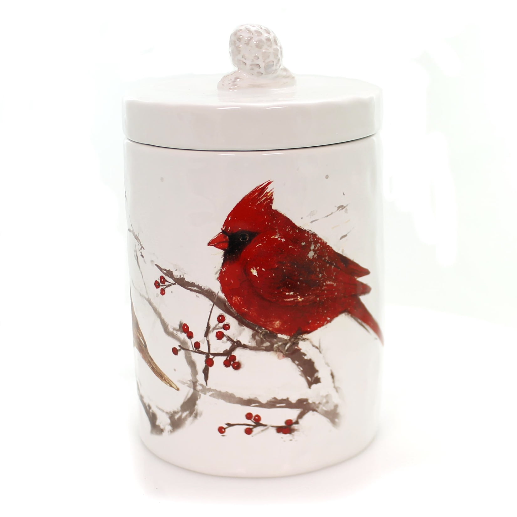 Tabletop WINTER CARDINALS COOKIE JAR Ceramic Christmas Birds Rubber Seal 177481 - Walmart.com ...
