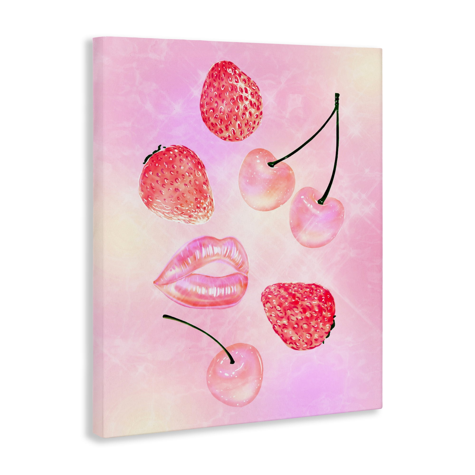 Pink Fruits and Kisses Canvas Wall Art, design by Ziwei Li