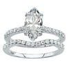 Platinum-Plated Sterling Silver Round Princess Oval or Marquise Cubic Zirconia Bridal Ring Set Size 8