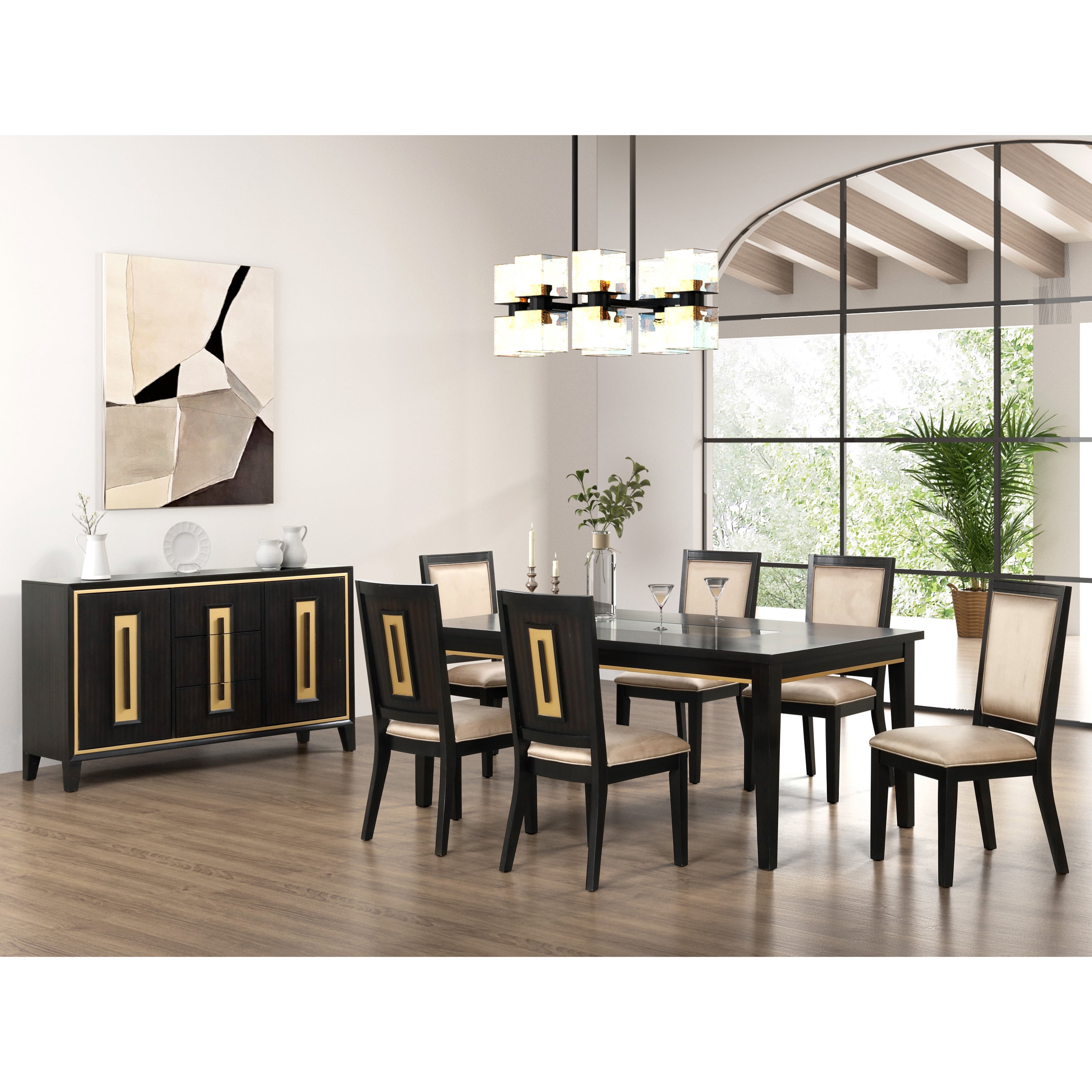 Furniture of America Halcyon Upholstered Solid Wood Side Chairs, Set of 2, Espresso