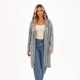thumbnail image 5 of Long Cardigans for Women Plus Size Hooded Knit Sweaters Elastic Cuffs Casual Ribbed Open Front Cardigan Soft Stretchy Long Sleeve Pullover with Pocket, 5 of 8