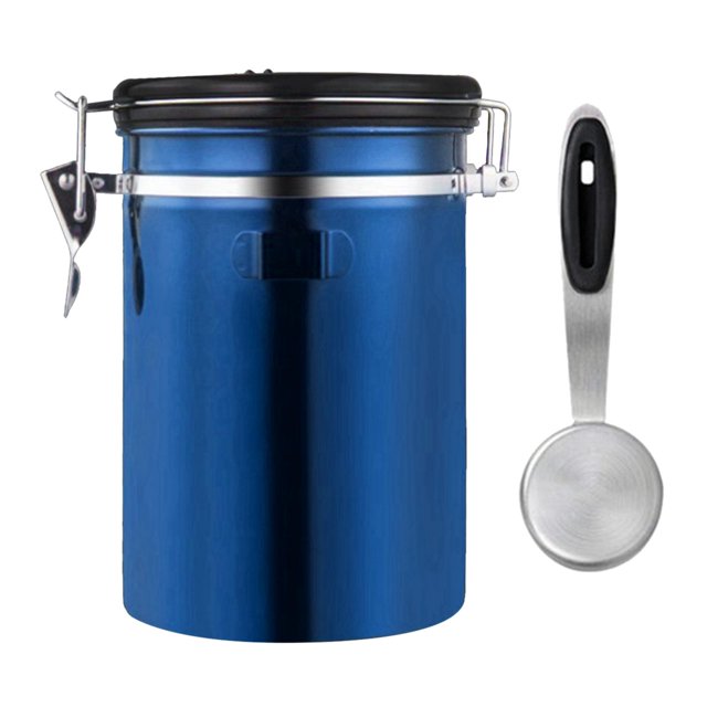 Bote de café hermético Recipiente De Acero Inoxidable Para Café Con Cuchara 1800ml Azul 1800ml azul Magideal Bote de café hermético