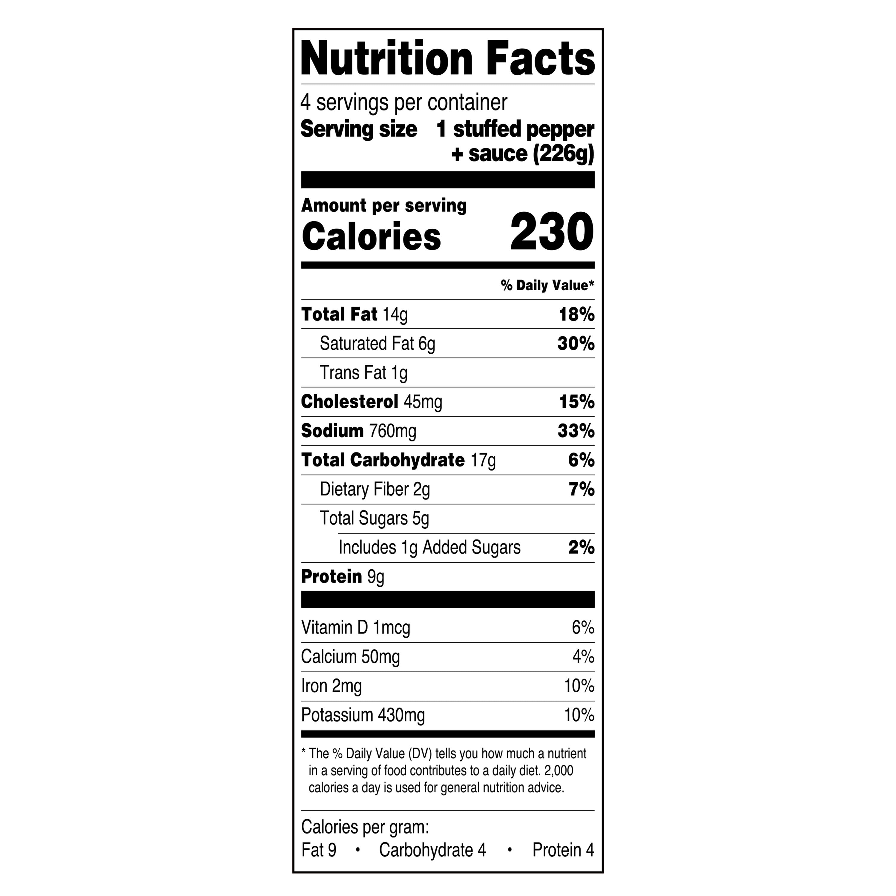 Great Value Stuffed Peppers Dinner, 32 oz (Frozen)