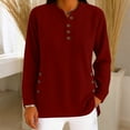 thumbnail image 4 of CHUMUD Women's Corduroy Tops Button Henley Long Sleeve Shirts Solid Color Casual Tunics Blouse Spring Fall Outfits, 4 of 7