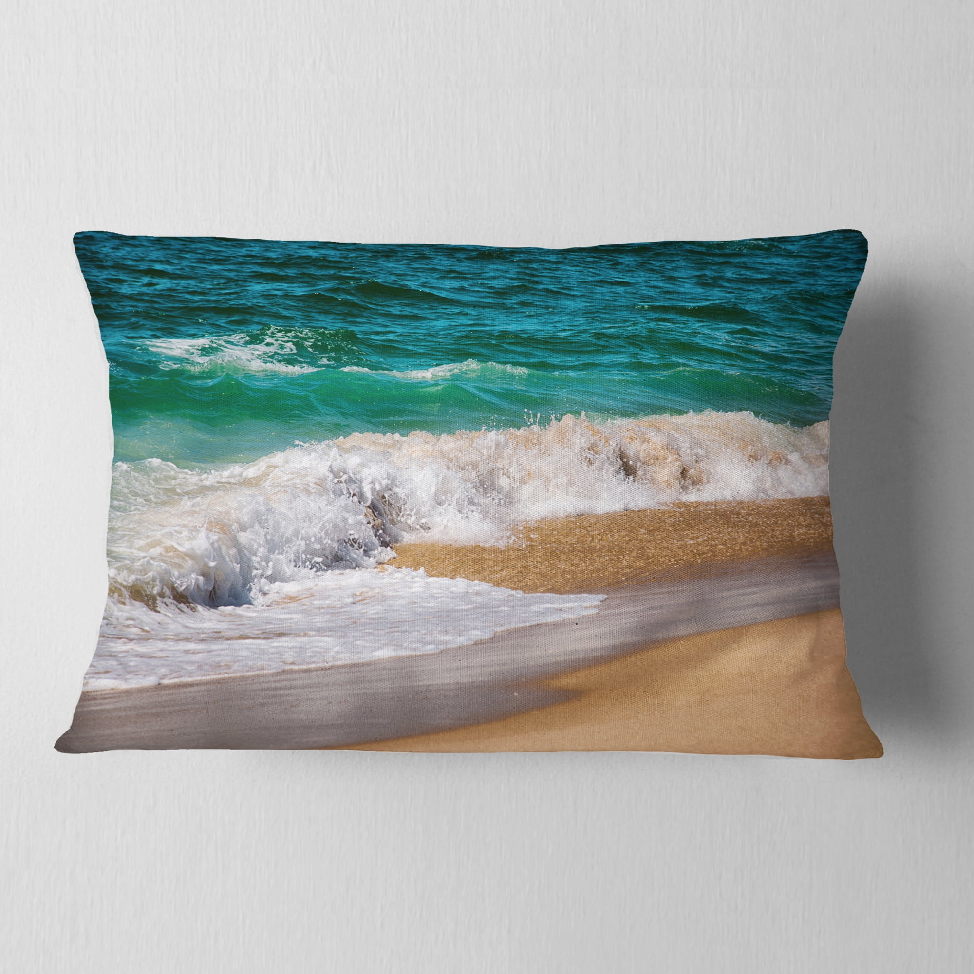 Designart Typical Atlantic Seashore in Summertime - Seashore Throw Pillow - 12x20