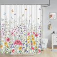 thumbnail image 2 of Abstract Boho Floral Botanical Shower Curtain，Spring Flowers Shower Curtains, Polyester Fabric Waterproof Bathroom Shower Curtains for Bathroom Decor 72 x 72 Inch, 2 of 6