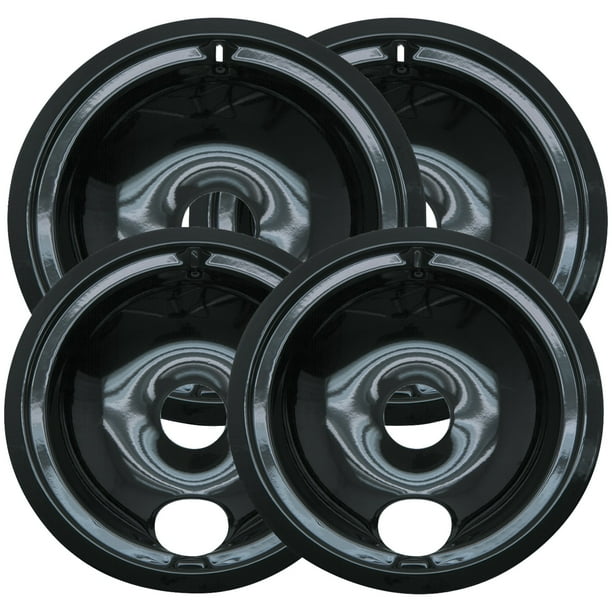 Range Kleen P119204XN Black Porcelain Drip Pans, Style B, Multipack