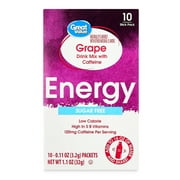 Great Value Sugar-Free Grape Energy Powdered Drink Mix, 1.1 oz, 10 Packets