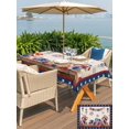thumbnail image 5 of Outdoor Tablecloth with Umbrella Hole for Patio/Picnic/Party/Camping, Independence Day Waterproof Table Cloth Rectangle Table Cover Washable, American Flag Star Floral Beige Rustic (60"x 102"), 5 of 9