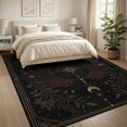 thumbnail image 3 of ODIKA 8'x10' Washable Area Rug Black Gold Celestial Compass Botanical Motifs Elegant Geometric Stars Moon for Living Room, Under Sectional, Family , Durable, Non-Slip, 3 of 7