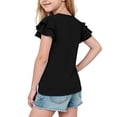 thumbnail image 4 of HAiming Girls Tops Ruffle Short Sleeve Tiered Tee Solid Color Loose Casual Trendy T Shirts Summer Beach Vacation Workout Kids Tops, 4 of 7