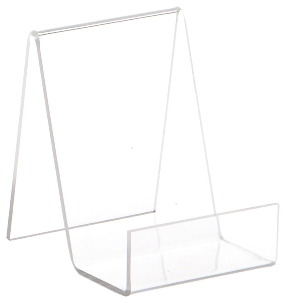 Plymor Clear Acrylic Flat Back Display Easel With 1.5" Box Ledge, 4" H