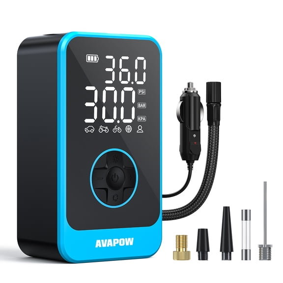 AVAPOW 150PSI Tire Inflator Portable Air Compressor, Air Pump with Digital Pressure Gauge, LED Lights, Auto-Shut Off, Quick Inflation, Electric Pump for Car Tires, Bike, Motorcycles