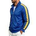 thumbnail image 2 of Men's Trendy Color Block Side Stripe Track Jacket Windbreaker, Stand Collar Lightweight Full Zip Long Sleeve Coat for Gym Jogging Streetwear Travel Golf, 2 of 6
