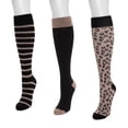 thumbnail image 3 of MUK LUKS Women's 3 Pack Cotton Compression Knee-High Socks, 3 of 5