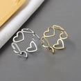 thumbnail image 3 of 4pcs Love Open Rings Female Style Simple Design Hollow Heart to Heart Gold Plated Temperament Index Finger Ring, 3 of 5