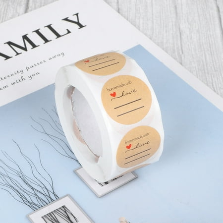 

1 Roll/500pcs Handmade with Love Letters Cookie Bags Labels Round Adhesive Baking Packaging Envelope Gift Box Decoration Sticker Roll