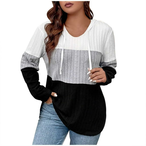 Makaor Womens Sweatshirts Plus Size V Neck Tops Zip up Graphic Long Sleeve Pullover Tees Knit Oversized Cute Fall Winter Clothes