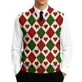 thumbnail image 5 of Valentines Day Men's Sweater Vest Heart Pattern V-Neck Button Sleeveless Cardigan Vest Sweater, 5 of 7
