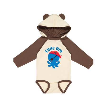 

Inktastic Pirate Octopus Little Bro Gift Baby Boy Long Sleeve Bodysuit