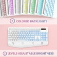 thumbnail image 3 of Wagpak Wireless Keyboard 7 Color Backlit Wrist Rest Rechargeable 112 Keys Quiet Keyboard-White, 3 of 6