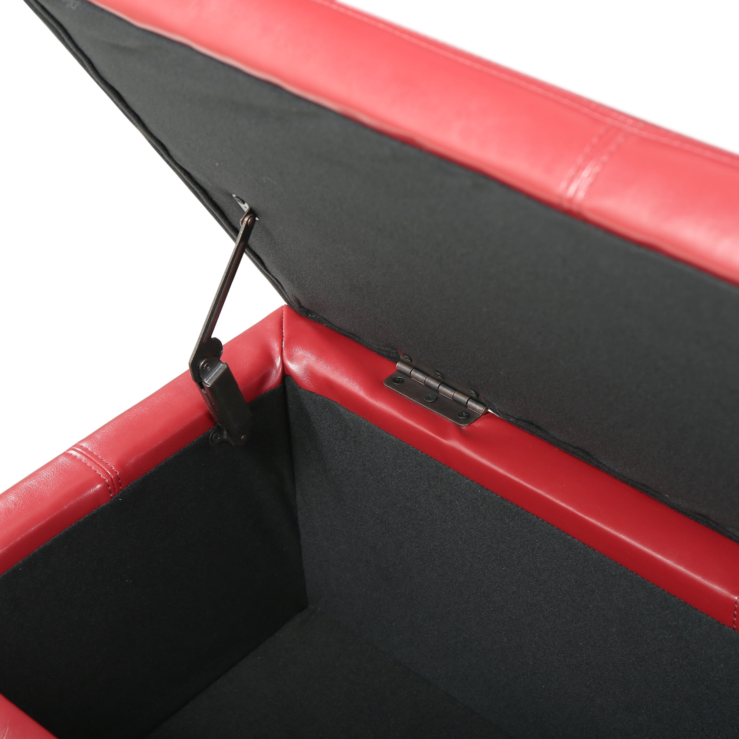Noble House Gentry Red Faux Leather Storage Ottoman