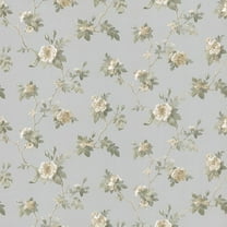 Brewster Scrolling Floral Silver Miriam Wallpaper