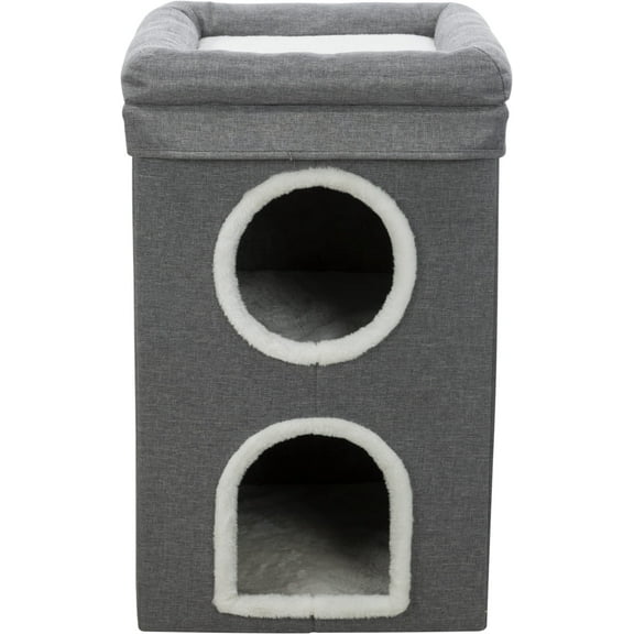 TRIXIE Saul 2-Story Cat Condo, Cat Cube, Cat Cave, Scratching Pad, Foldable