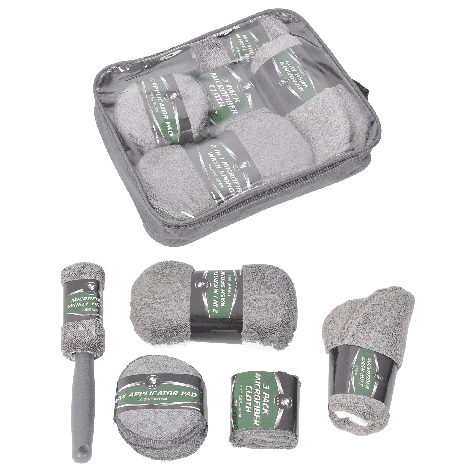WINMAX AUTOMOTIVE TOOLS 9 Pieces Car Wash Cleaning Tools Kit Automotive Detail Brushes With Zipper Storage Box