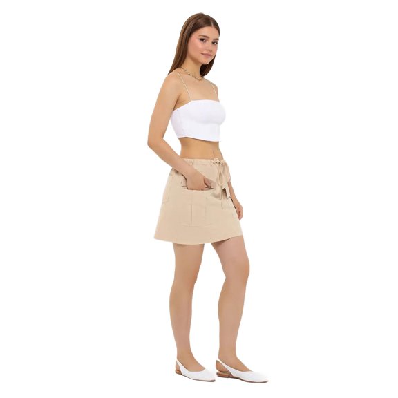 Cotton Low-Rise Cargo Skirt