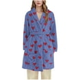thumbnail image 2 of Taylonsss Womens Winter Flannel Hooded Long Robe Thickened Fleece-Lined Heart Print Cozy Loungewear Homewear, 2 of 6