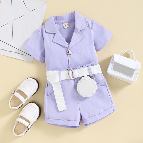 Vedolay Baby Girl Summer Sets Toddler Girls Outfits Short Sleeve T-Shirt and Shorts 2 Pcs Summer Clothes Set,Purple 2-3 Years
